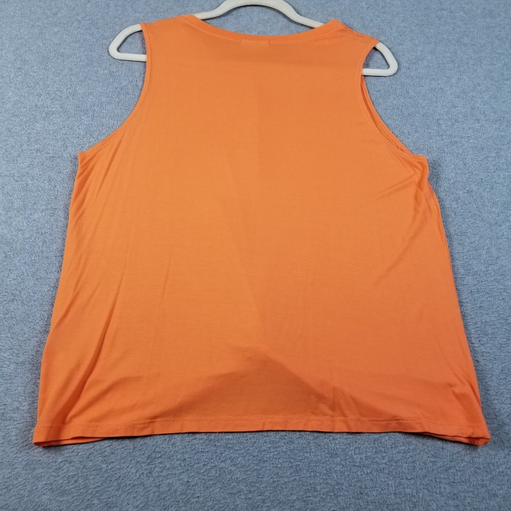 Adrienne Tank Top Womens Large L Orange Twist Front Sleeveless Stretch Thin Knit - Picture 2 of 8